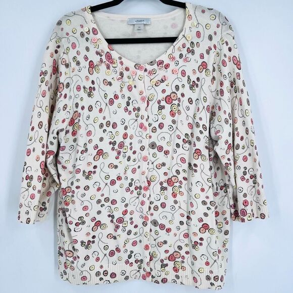 Cj Banks Womens Printed sewing seamstress Button Front Cardigan White Size 1X - Picture 11 of 12